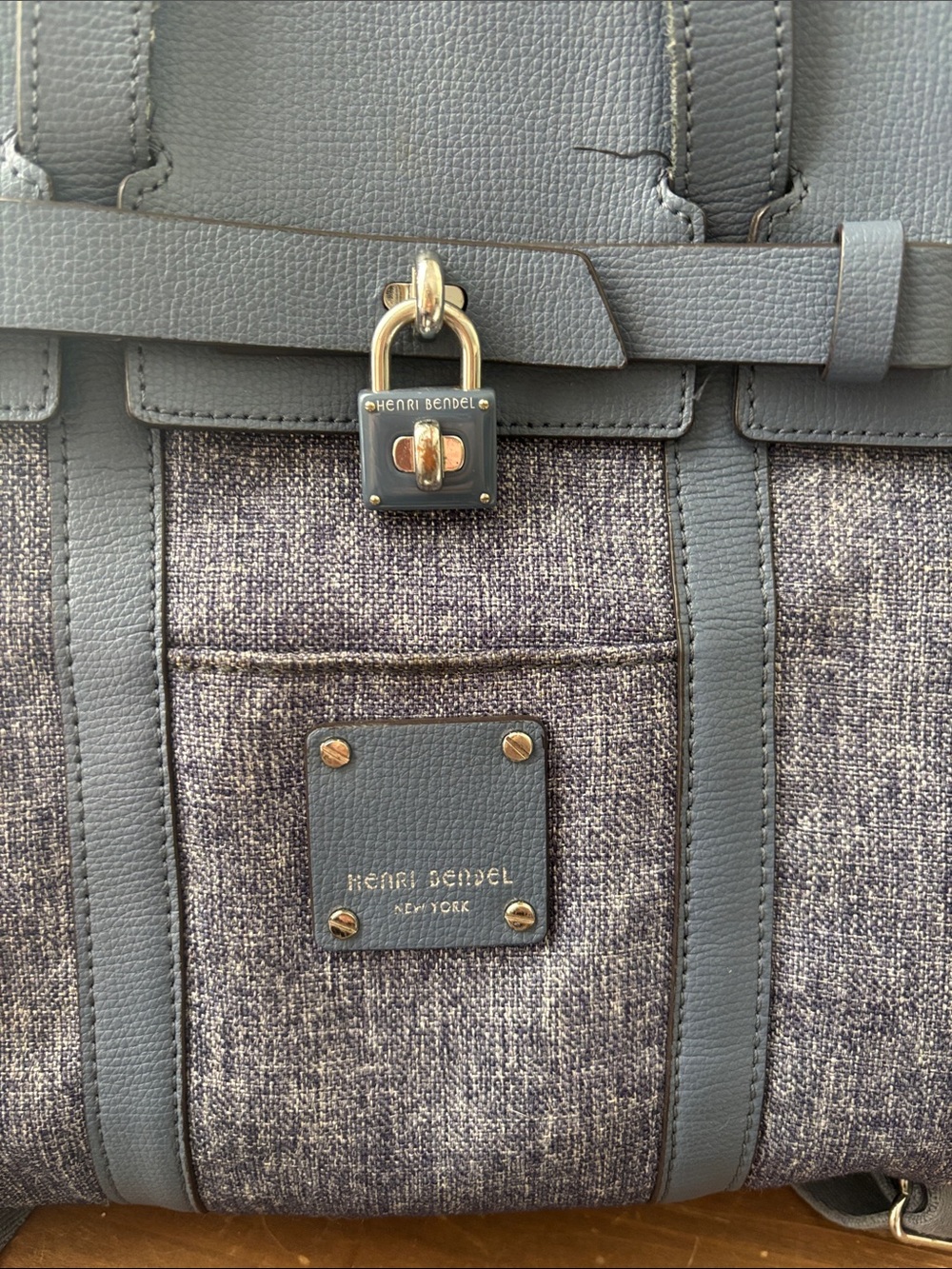 henri bendel denim blue Jetsetter backpack/crossbody- Small - Picture 5 of 8